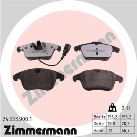 Klocki hamulcowe - komplet ZIMMERMANN 24333.900.1