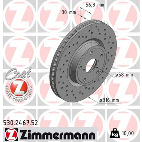 Tarcza hamulcowa ZIMMERMANN 530.2467.52