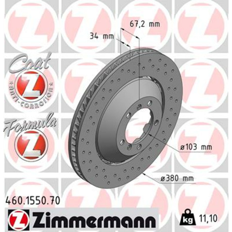Tarcza hamulcowa ZIMMERMANN 460.1550.70