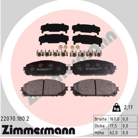 Klocki hamulcowe - komplet ZIMMERMANN 22070.180.2