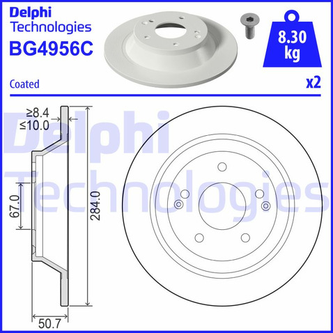 Tarcza hamulcowa DELPHI BG4956C