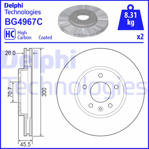 Tarcza hamulcowa DELPHI BG4967C