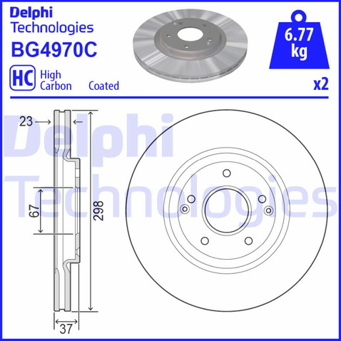 Tarcza hamulcowa DELPHI BG4970C