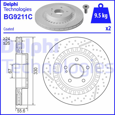 Tarcza hamulcowa DELPHI BG9211C
