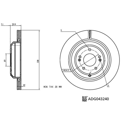 Tarcza hamulcowa BLUE PRINT ADG043240
