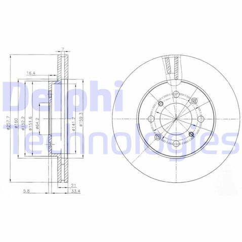Tarcza hamulcowa DELPHI BG4148C