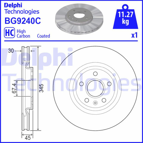 Tarcza hamulcowa DELPHI BG9240C