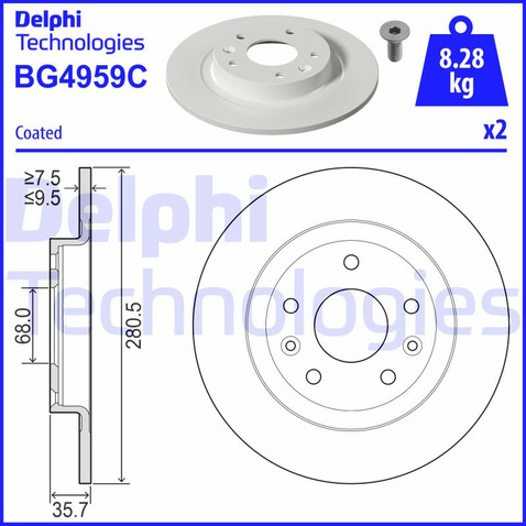 Tarcza hamulcowa DELPHI BG4959C