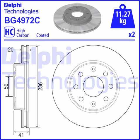 Tarcza hamulcowa DELPHI BG4972C