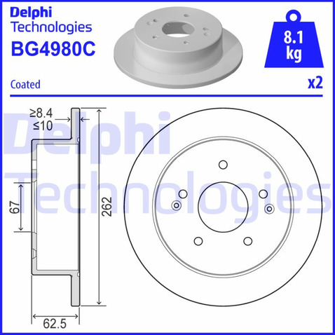 Tarcza hamulcowa DELPHI BG4980C