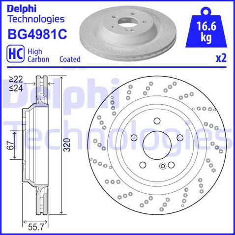 Tarcza hamulcowa DELPHI BG4981C