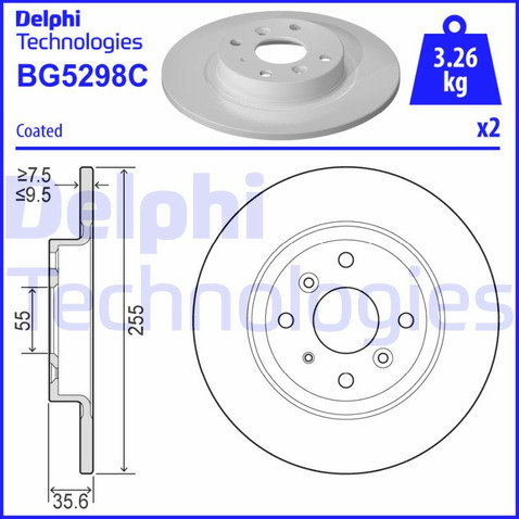 Tarcza hamulcowa DELPHI BG5298C