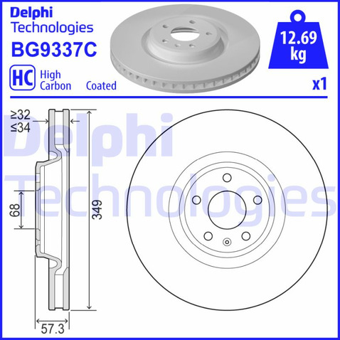 Tarcza hamulcowa DELPHI BG9337C
