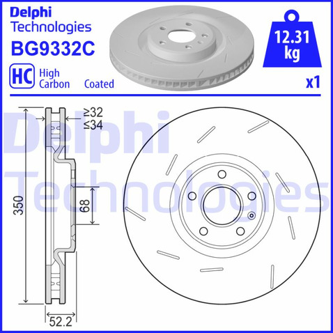 Tarcza hamulcowa DELPHI BG9332C