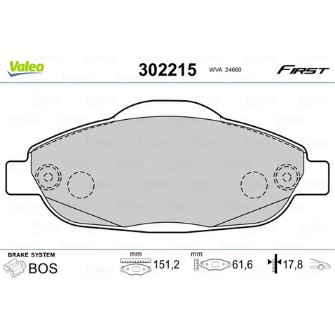 Klocki hamulcowe - komplet VALEO 302215