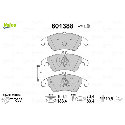 Klocki hamulcowe - komplet VALEO 601388