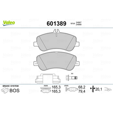 Klocki hamulcowe - komplet VALEO 601389
