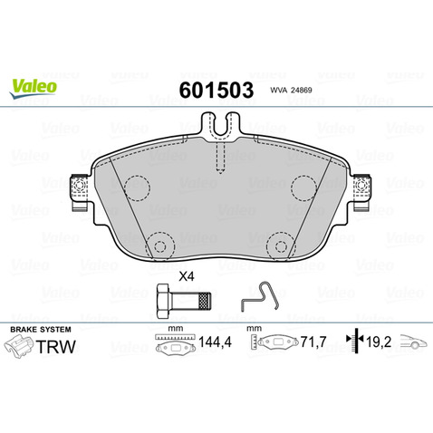 Klocki hamulcowe - komplet VALEO 601503