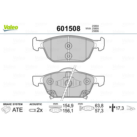 Klocki hamulcowe - komplet VALEO 601508