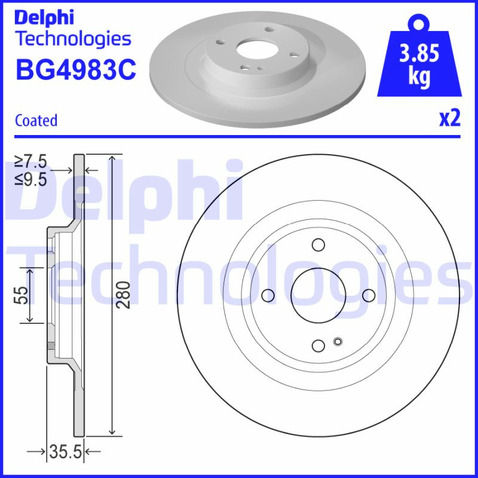 Tarcza hamulcowa DELPHI BG4983C