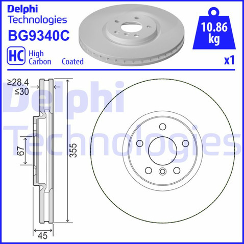 Tarcza hamulcowa DELPHI BG9340C