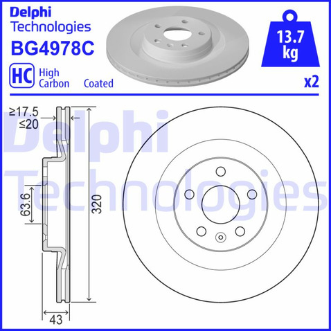 Tarcza hamulcowa DELPHI BG4978C