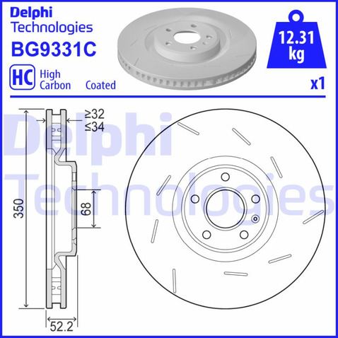 Tarcza hamulcowa DELPHI BG9331C