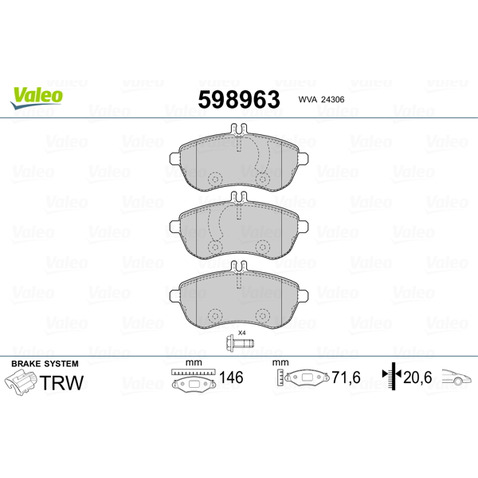 Klocki hamulcowe - komplet VALEO 598963