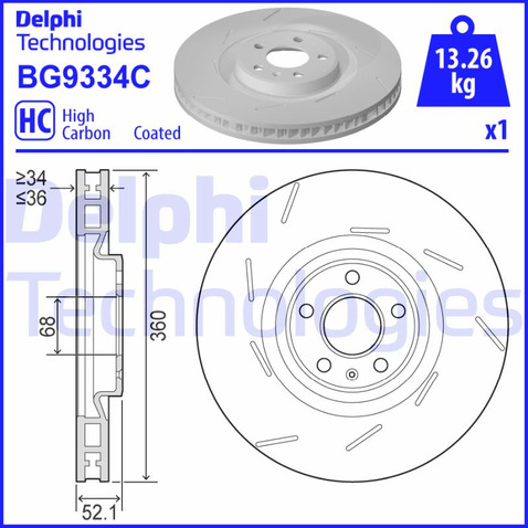 Tarcza hamulcowa DELPHI BG9334C