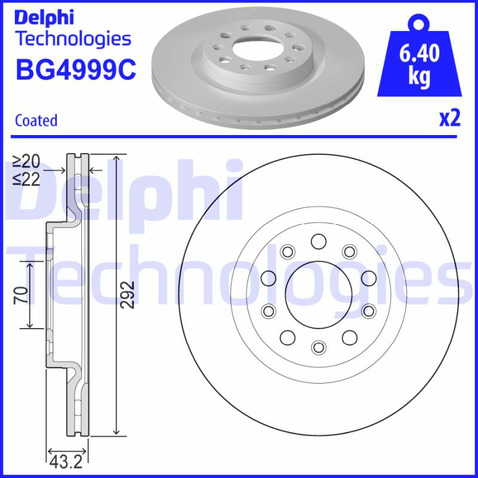 Tarcza hamulcowa DELPHI BG4999C