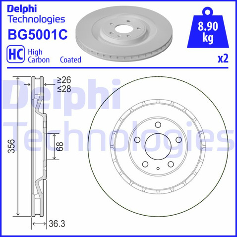 Tarcza hamulcowa DELPHI BG5001C