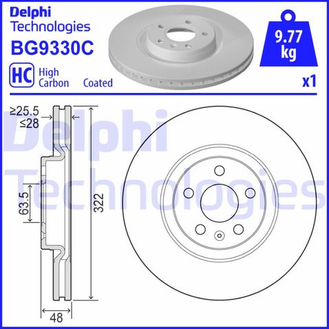 Tarcza hamulcowa DELPHI BG9330C