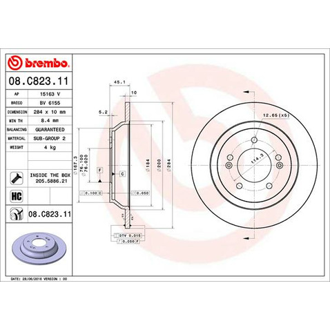 Tarcza hamulcowa BREMBO 08.C823.11