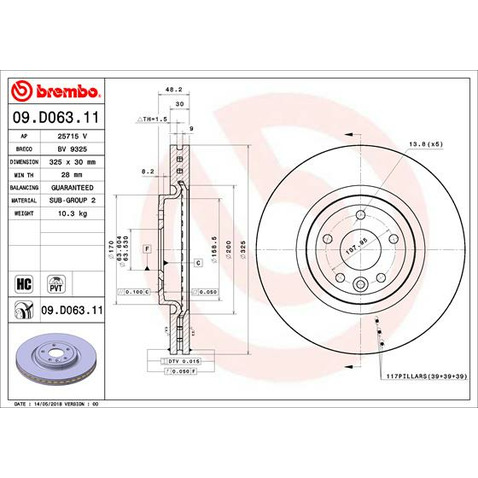 Tarcza hamulcowa BREMBO 09.D063.11