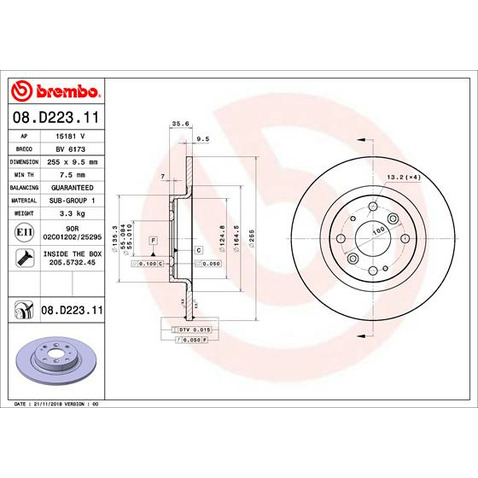 Tarcza hamulcowa BREMBO 08.D223.11