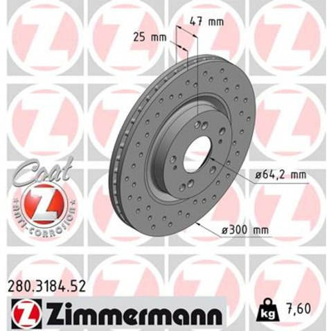 Tarcza hamulcowa ZIMMERMANN 280.3184.52