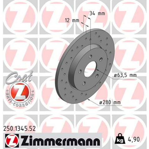 Tarcza hamulcowa ZIMMERMANN 250.1345.52