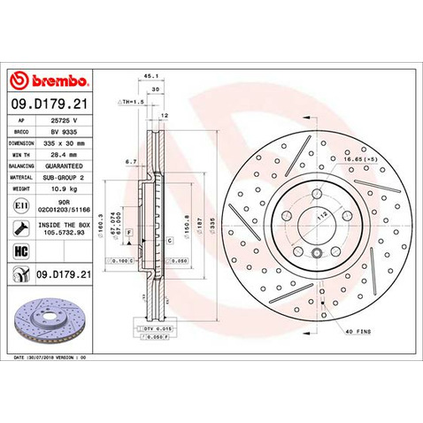Tarcza hamulcowa BREMBO 09.D179.21