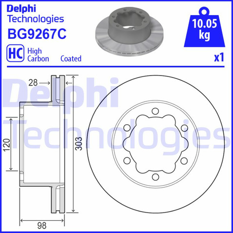 Tarcza hamulcowa DELPHI BG9267C