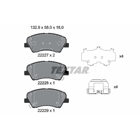 Klocki hamulcowe - komplet TEXTAR 2222701