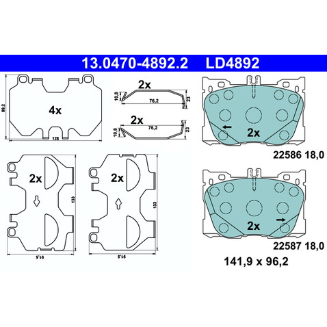 Klocki hamulcowe - komplet ATE 13.0470-4892.2