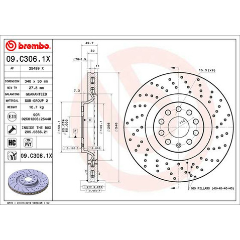 Tarcza hamulcowa BREMBO 09.C306.1X