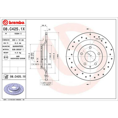 Tarcza hamulcowa BREMBO 08.C425.1X