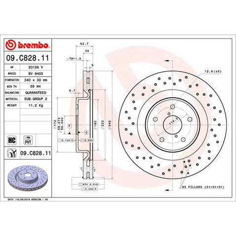 Tarcza hamulcowa BREMBO 09.C828.11