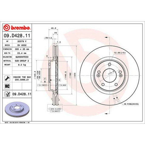 Tarcza hamulcowa BREMBO 09.D428.11
