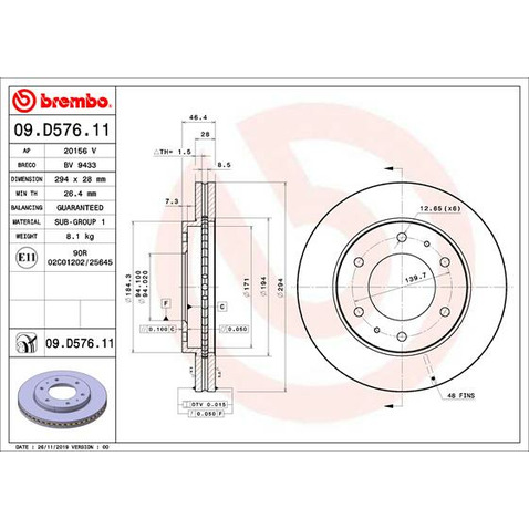 Tarcza hamulcowa BREMBO 09.D576.11
