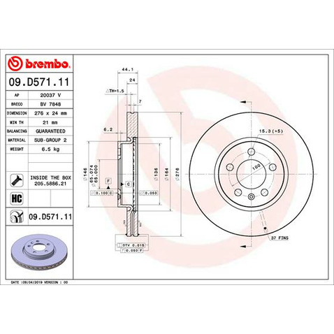 Tarcza hamulcowa BREMBO 09.D571.11