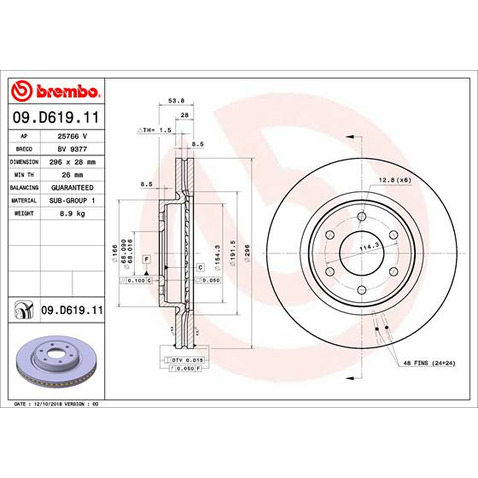 Tarcza hamulcowa BREMBO 09.D619.11