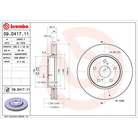 Tarcza hamulcowa BREMBO 09.D417.11