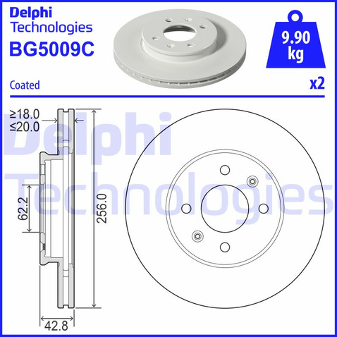 Tarcza hamulcowa DELPHI BG5009C